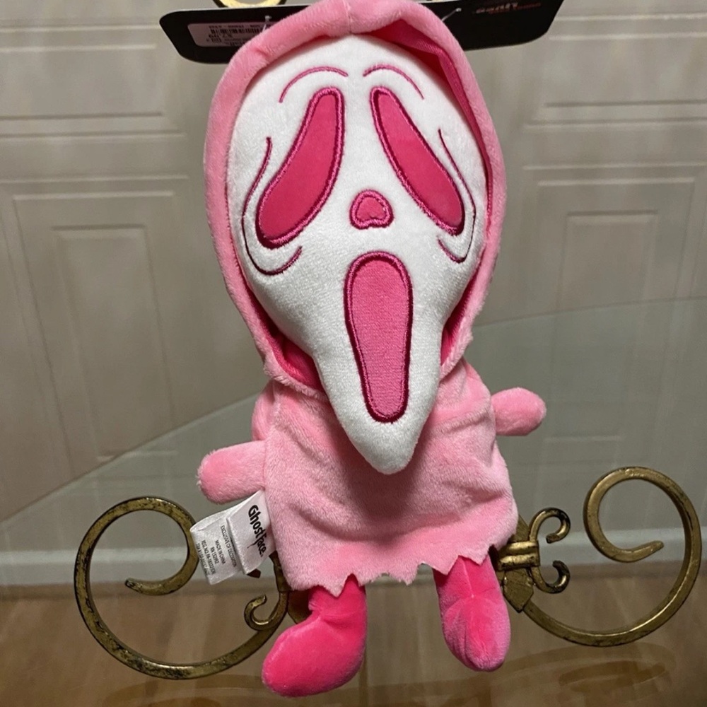 Ghost Face Halloween Dog Toy NWT Squeaky Scary Movie Gift Pet Puppy Pink Rare